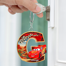 Load image into Gallery viewer, “Rev Up Your Love for Cartoons” - Personalized Car Keychain, Custom Gift for Cartoon Lovers, Kids, and Friends Keychains PopCulturePrints
