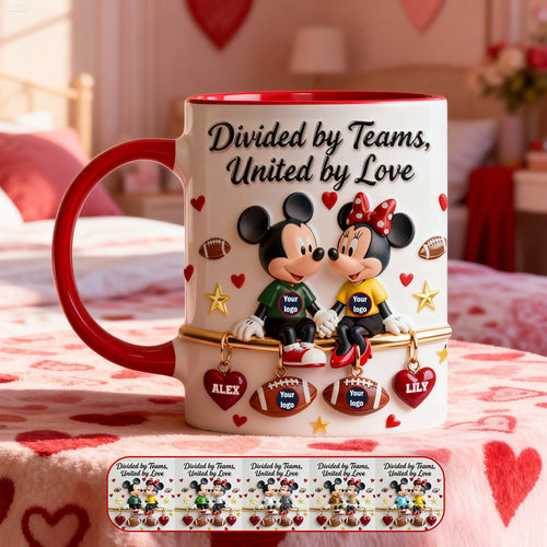 Divided By Teams, United By Love - Personalized Coffee Mug for Sporty Couples Coffee Mug PopCulturePrints