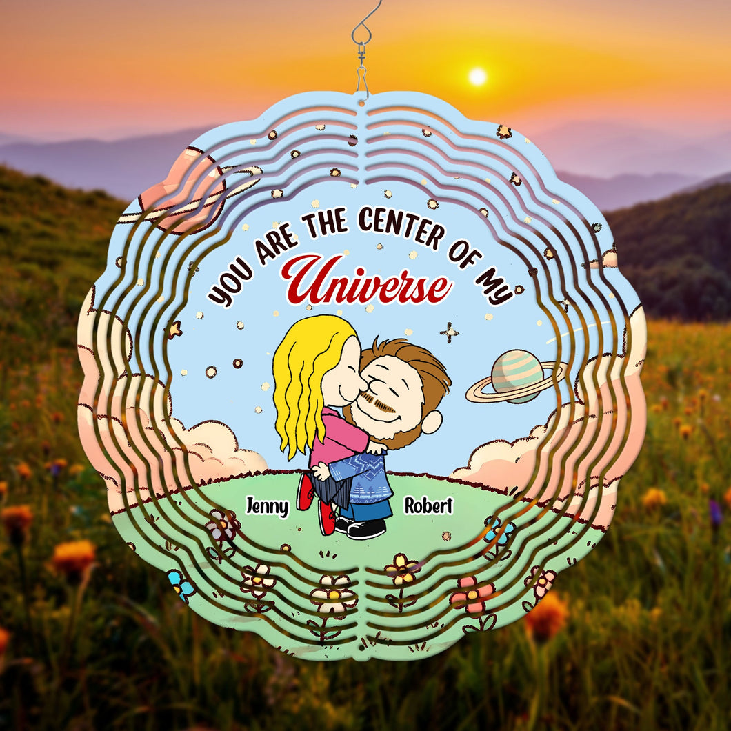 Personalized Wind Spinner for Couples - You Are the Center of My Universe Ornament PopCulturePrints