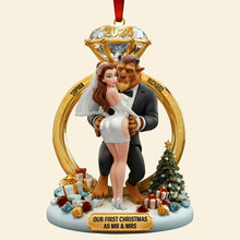Load image into Gallery viewer, Our First Christmas as Mr &amp; Mrs - Personalized Fairy Tale Wedding Ornament Ornament PopCulturePrints
