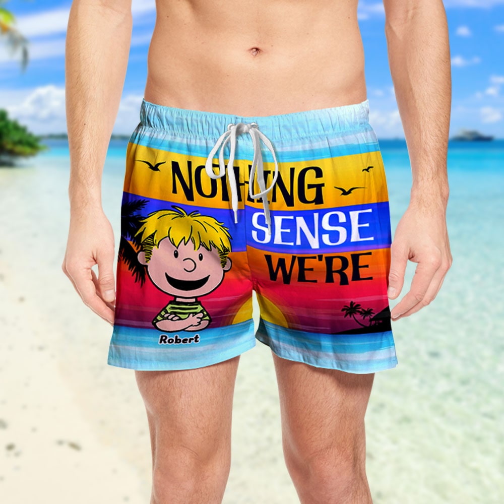 Personalized Couple Beach Shorts - Nothing Makes Sense When We're Apart