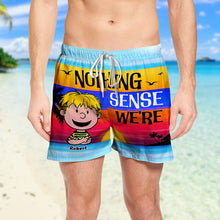 Load image into Gallery viewer, Personalized Couple Beach Shorts - Nothing Makes Sense When We&#39;re Apart
