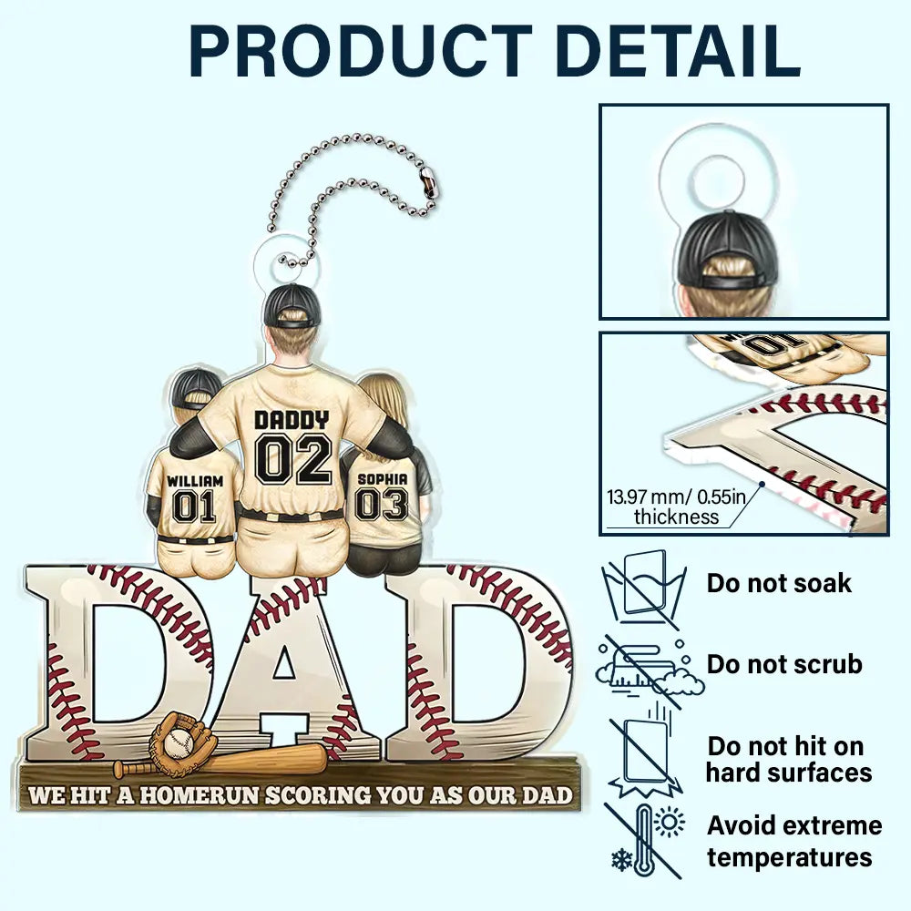 We Hit A Homerun Scoring You As Our Dad - Personalized Acrylic Car Hanger - Unique Gift for Dad & Grandpa Acrylic Car Hanger PopCulturePrints