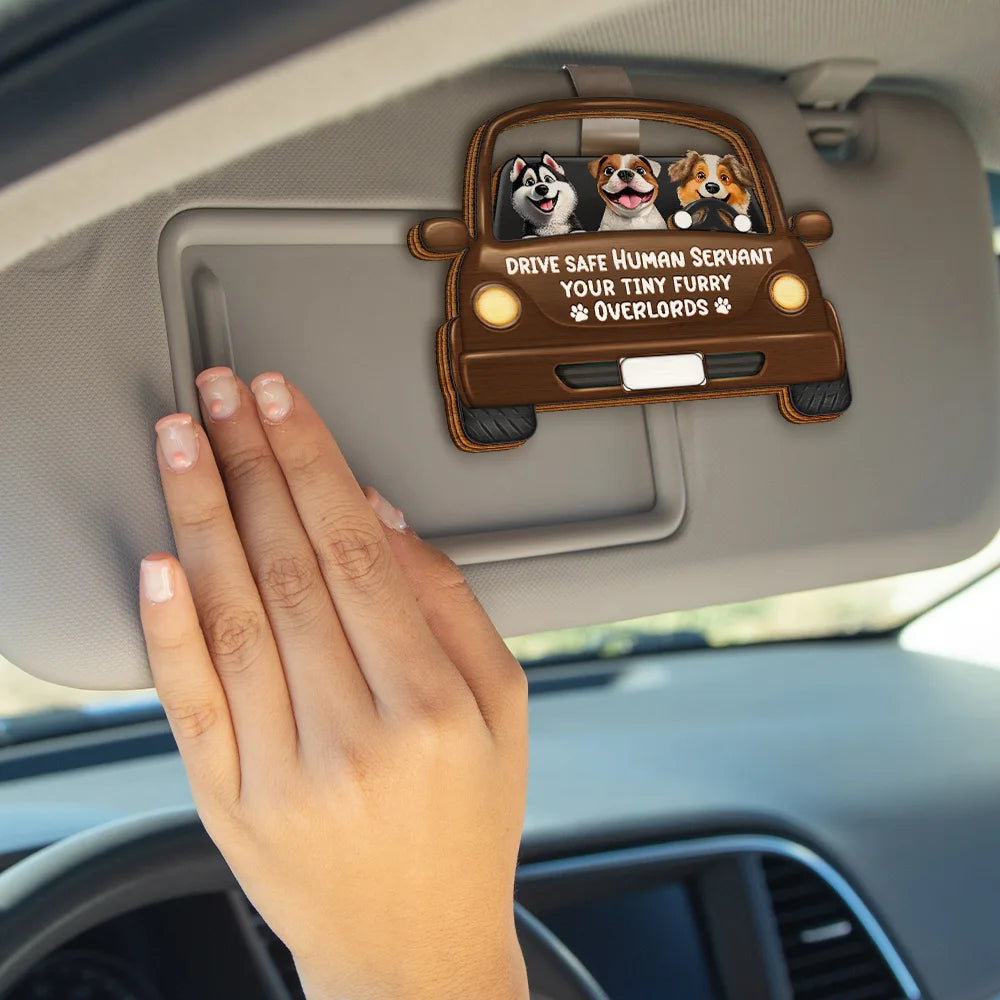 "Drive Safe, Human Servant!" - Personalized Custom Shaped Car Visor Clip - Unique Gift for Pet Lovers Car Visor Clip PopCulturePrints