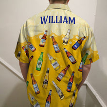 Load image into Gallery viewer, Personalized Hawaiian Shirt Set for Beer Lovers - Custom Name and Beer Brands
