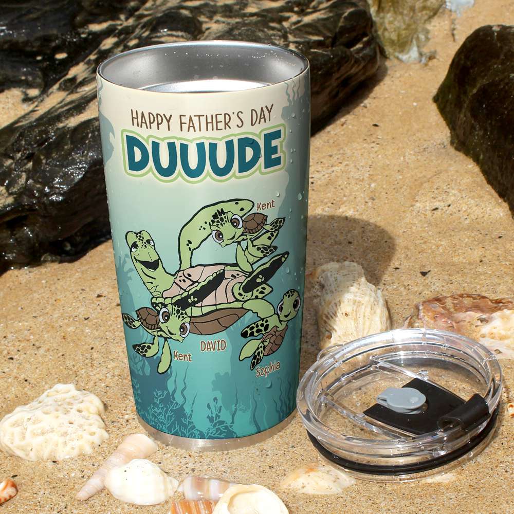 Personalized Turtle Family Tumbler - Father's Day Gift Tumbler Cup PopCulturePrints