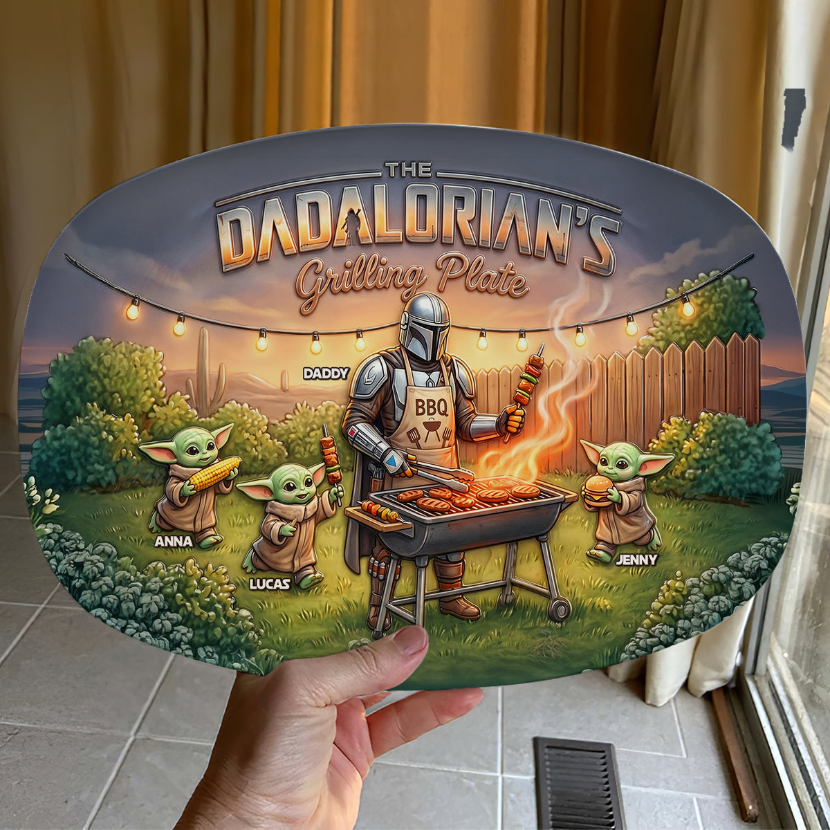 “Grill Like a Hero!” - Personalized Grilling Plate - Gift for Dads, Grandpas & BBQ Lovers Plates PopCulturePrints
