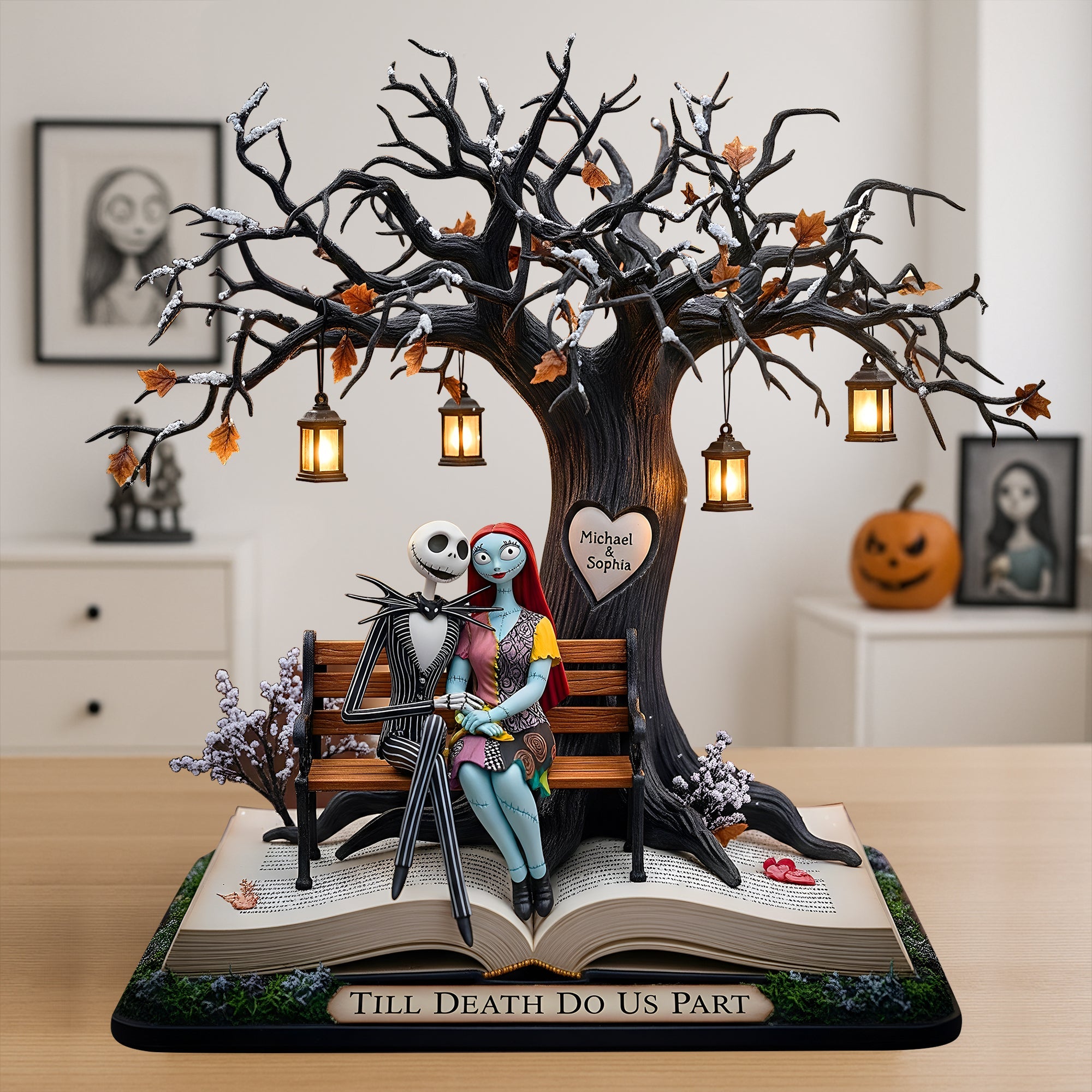 Till Death Do Us Part - Haunted Couple Under The Lantern Tree Acrylic Plaque Shaped Plaques PopCulturePrints