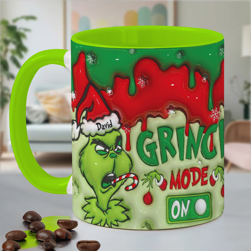 Personalized Grinch Mode On Christmas Mug - Custom Holiday Coffee Cup