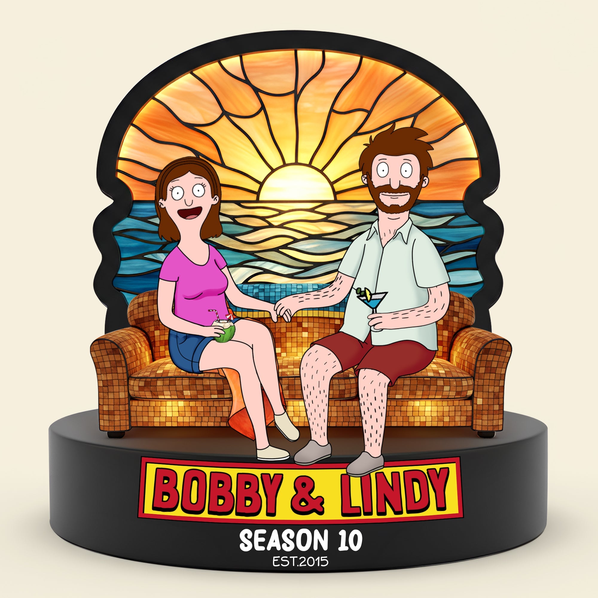 Love Illuminated: Beach Couple Light Box - Personalized Gift for Couples Light Box PopCulturePrints