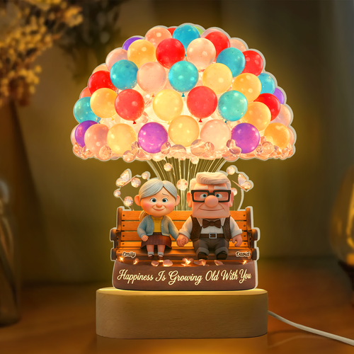 Happiness Is Growing Old With You - 3D LED Light, Personalized Gift for Couples Led Night Light PopCulturePrints
