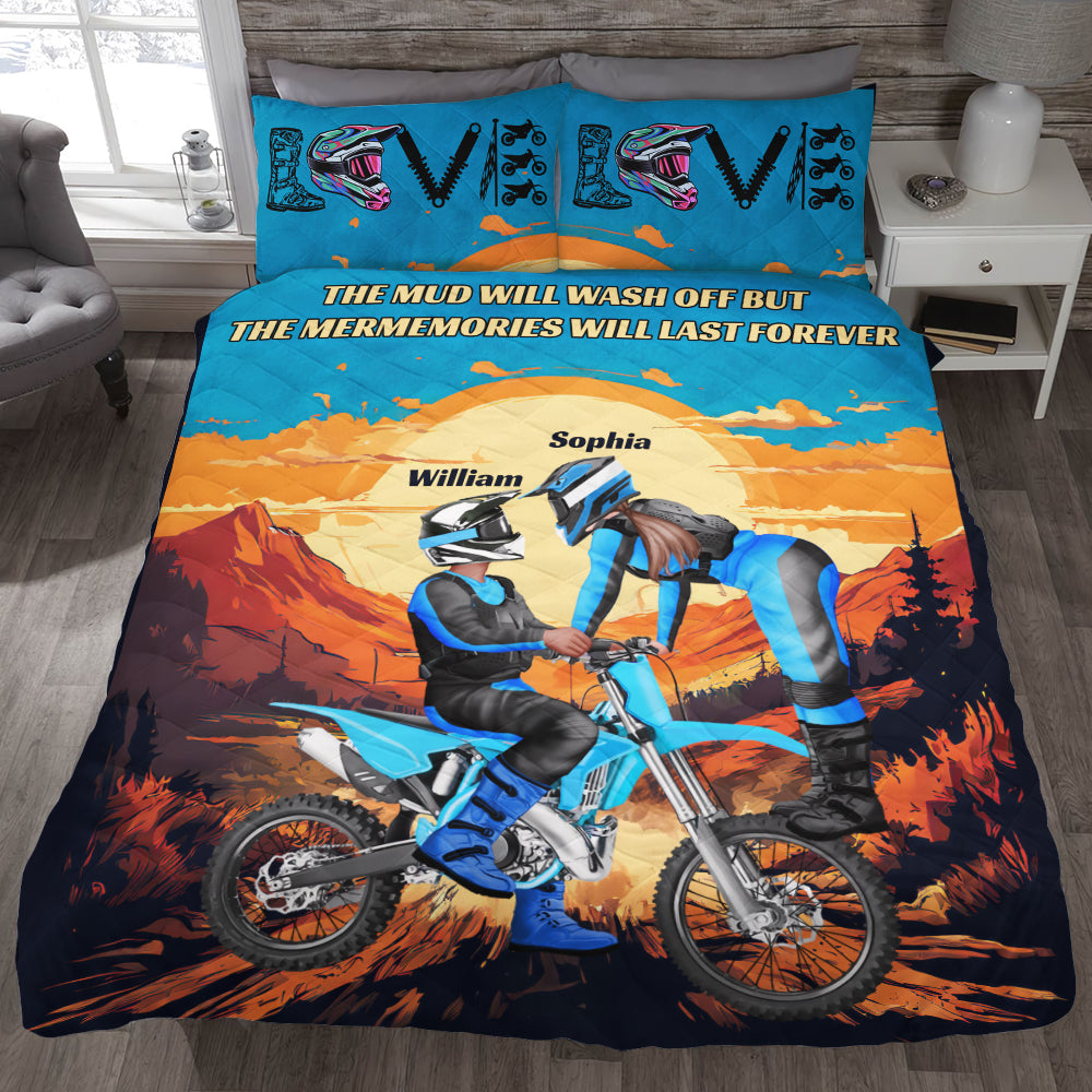 Personalized Motocross Couple Quilt Bed Set - Forever Memories Blanket PopCulturePrints