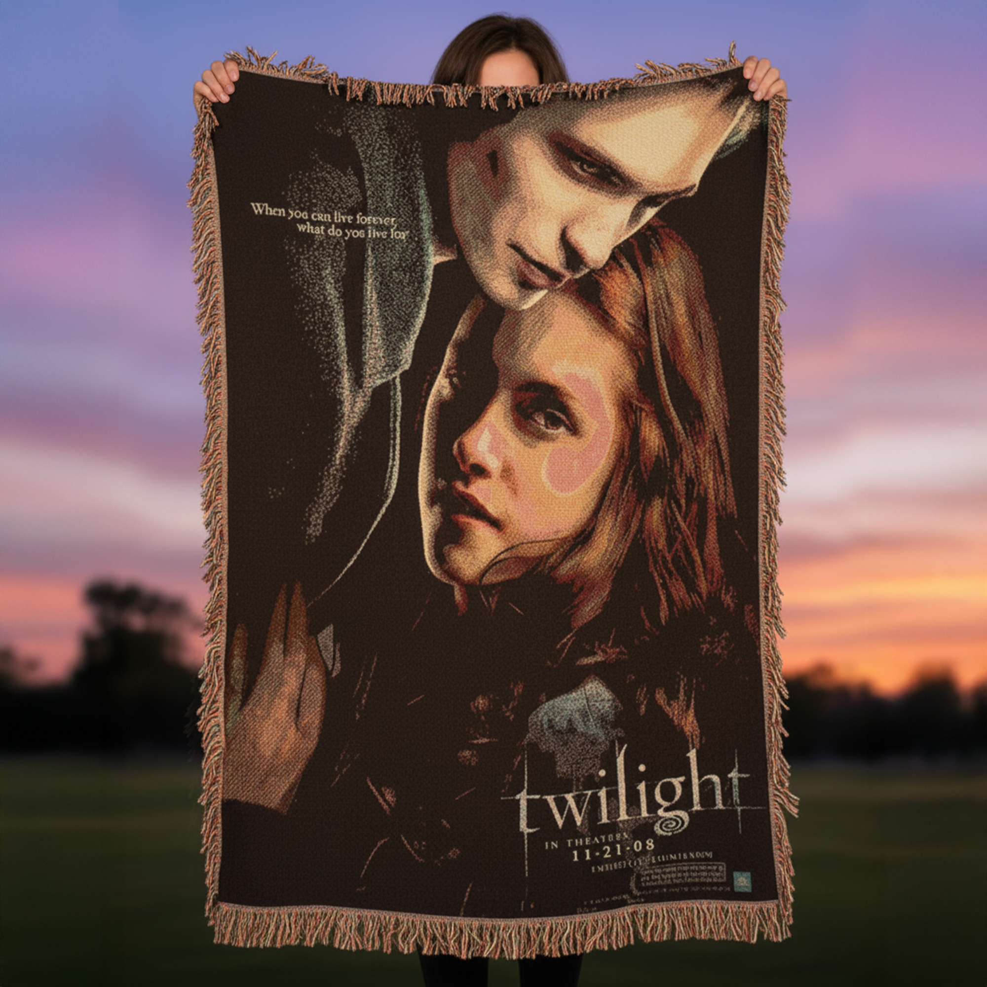 Twilight Love: Embrace Forever – Personalized Woven Blanket for Couples Blanket PopCulturePrints