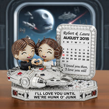 Load image into Gallery viewer, I&#39;ll Love You Until We&#39;re Hunk o&#39; Junk - Cute Galaxy Couple Plaque - Personalized Gift for Couples Shaped Plaques PopCulturePrints
