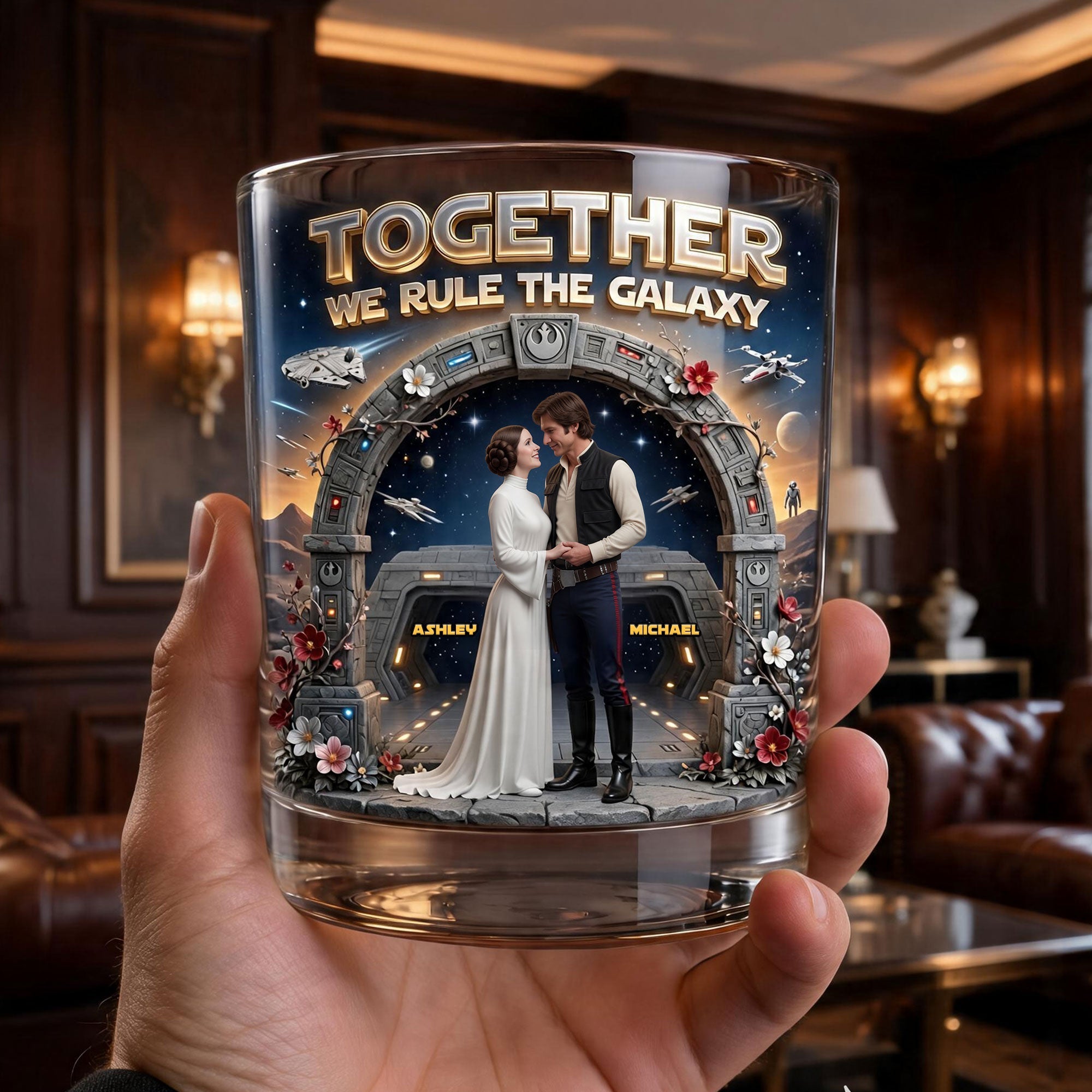 Together We Rule The Galaxy - Romantic Couple Round Glass - Personalized Gifts for Lovers
