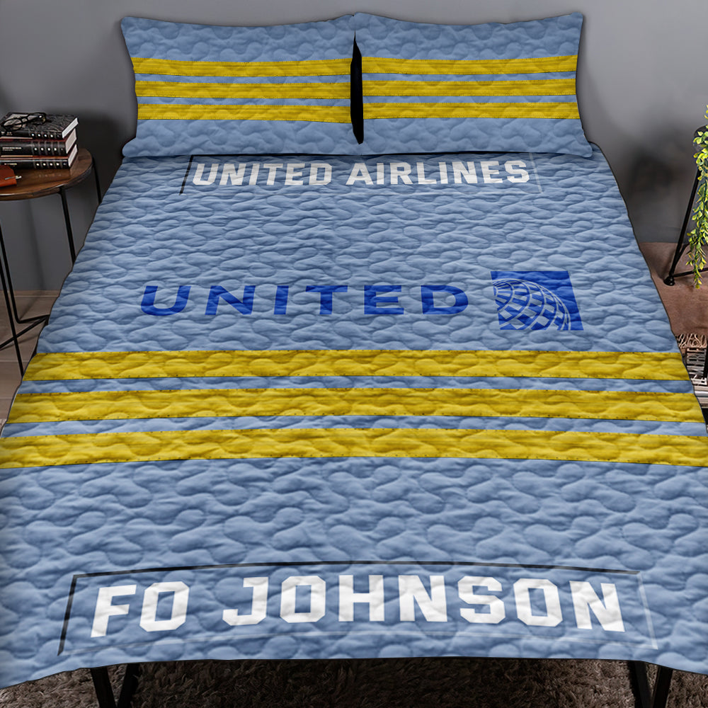 Personalized Pilot Quilt Bedding Set with Custom Airline Logo Blanket PopCulturePrints