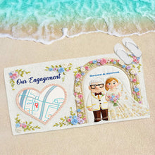 Load image into Gallery viewer, Our Engagement Beach Towel - Personalized Gift for Couples Beach Towel PopCulturePrints
