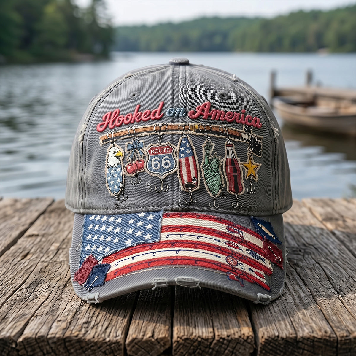 Hooked On America Classic Cap - Personalized Gift for Fishing Lovers