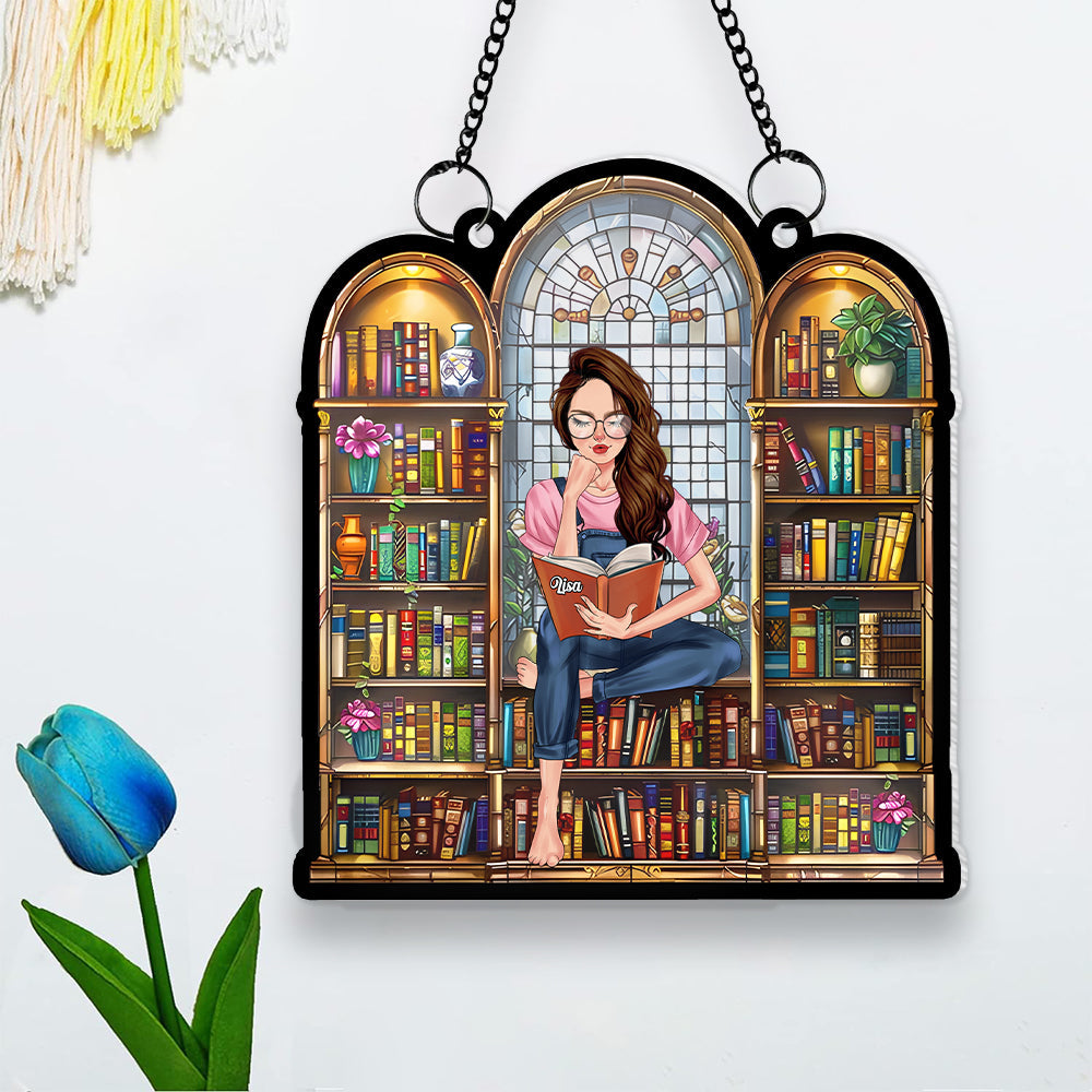 Personalized Book Lover Stained Glass Hanging Decoration