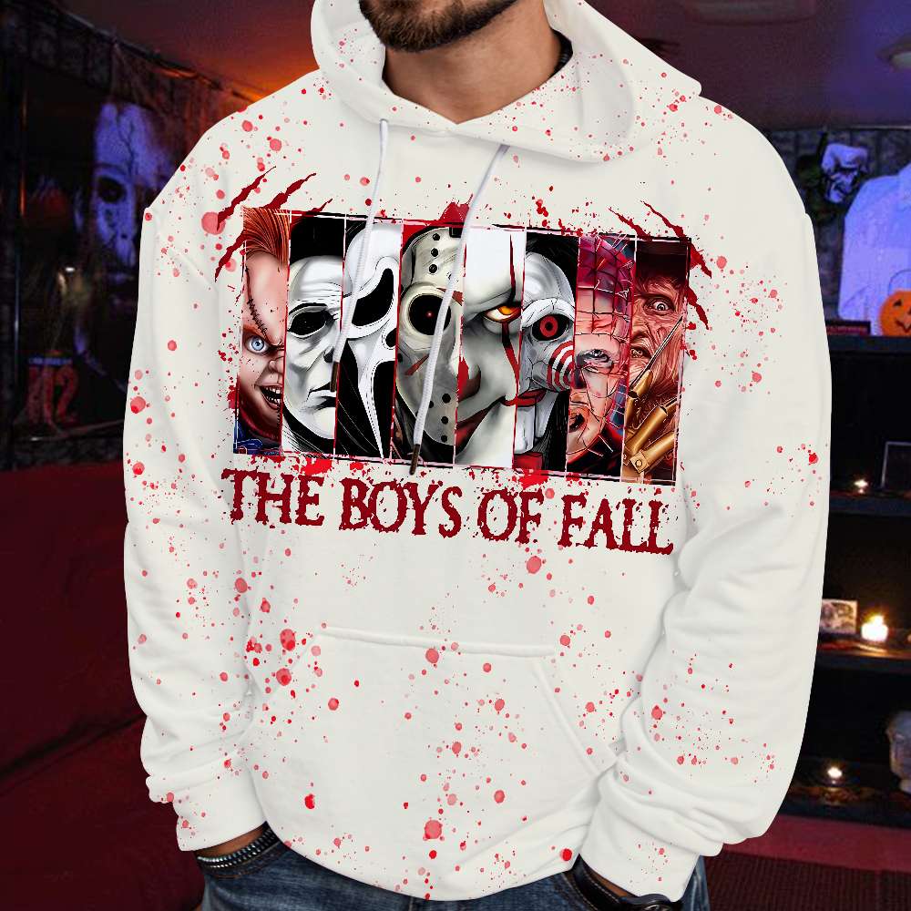 Horror Icons Boys of Fall Hoodie - Chilling Halloween Graphic Sweatshirt