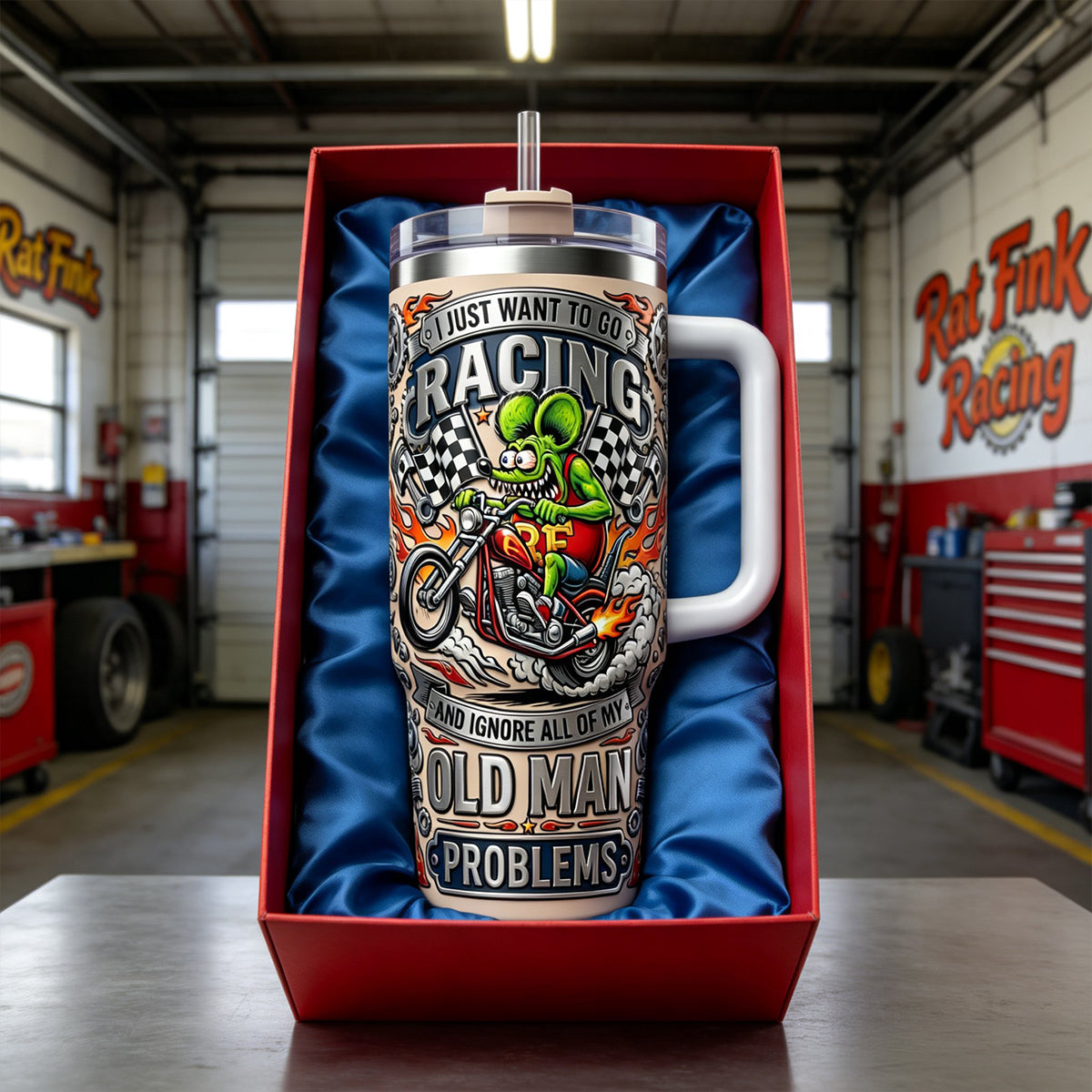 I Just Want to Go Racing! - Personalized Racing Tumbler for Old Man Racing Lovers Tumbler Cup PopCulturePrints