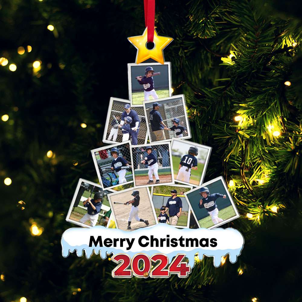 Custom Baseball Photo Christmas Ornament - Personalized 2024 Gift Ornament PopCulturePrints