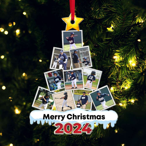 Custom Baseball Photo Christmas Ornament - Personalized 2024 Gift Ornament PopCulturePrints