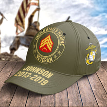 Load image into Gallery viewer, Personalized United States Marine Veteran Cap
