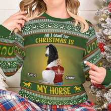 Load image into Gallery viewer, Personalized Horse Lover Christmas Sweater - Custom Ugly Holiday Gift AOP Products PopCulturePrints
