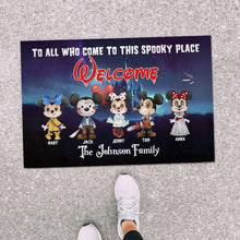 Load image into Gallery viewer, Personalized Spooky Welcome Door Mat for Halloween Doormat PopCulturePrints
