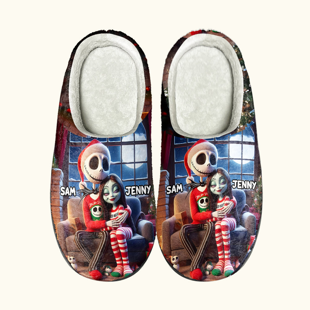 Custom Couple Christmas Slippers | Personalized Festive Comfort | Valentine's Day Gifts Shoes PopCulturePrints