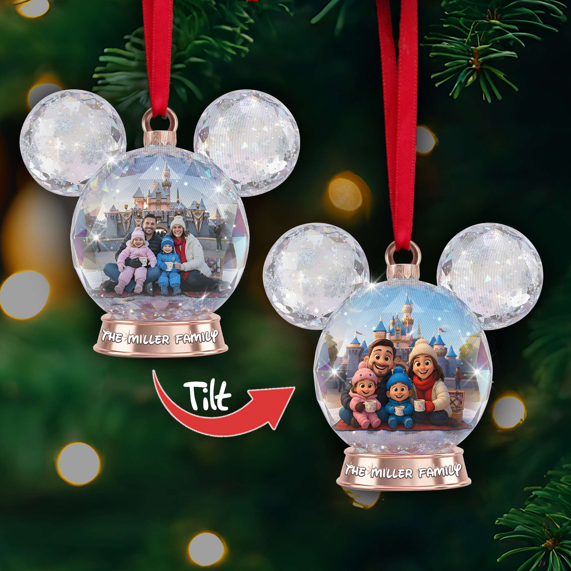 Create Magical Memories with Personalized Sparkle Globe Christmas Ornament - Custom Photo Gift for Family & Friends Ornament PopCulturePrints