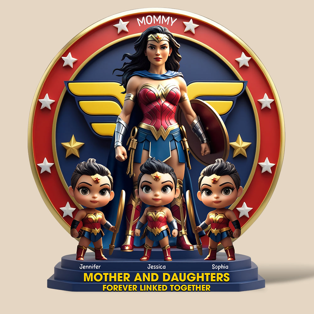 “Wonder Moms: Celebrating Motherhood” - Personalized Wonder Woman Plaque - Gift for Mom, Grandma, and More Shaped Plaques PopCulturePrints