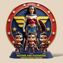 Load image into Gallery viewer, “Wonder Moms: Celebrating Motherhood” - Personalized Wonder Woman Plaque - Gift for Mom, Grandma, and More Shaped Plaques PopCulturePrints
