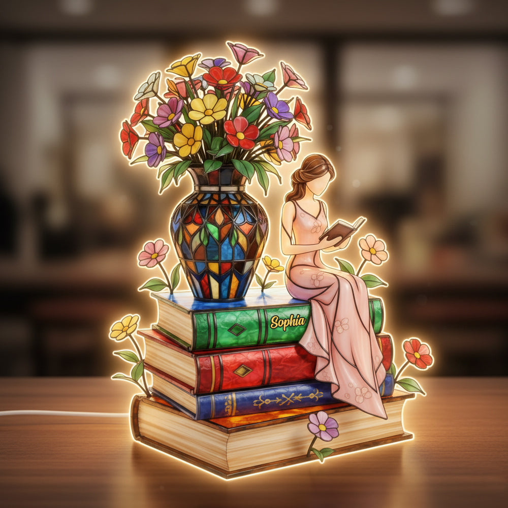 Illuminate Your Stories - Floral Storytime Book Stack Light Box - Personalized Gift for Book Lovers Light Box PopCulturePrints