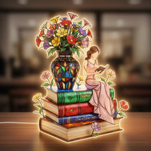 Load image into Gallery viewer, Illuminate Your Stories - Floral Storytime Book Stack Light Box - Personalized Gift for Book Lovers Light Box PopCulturePrints
