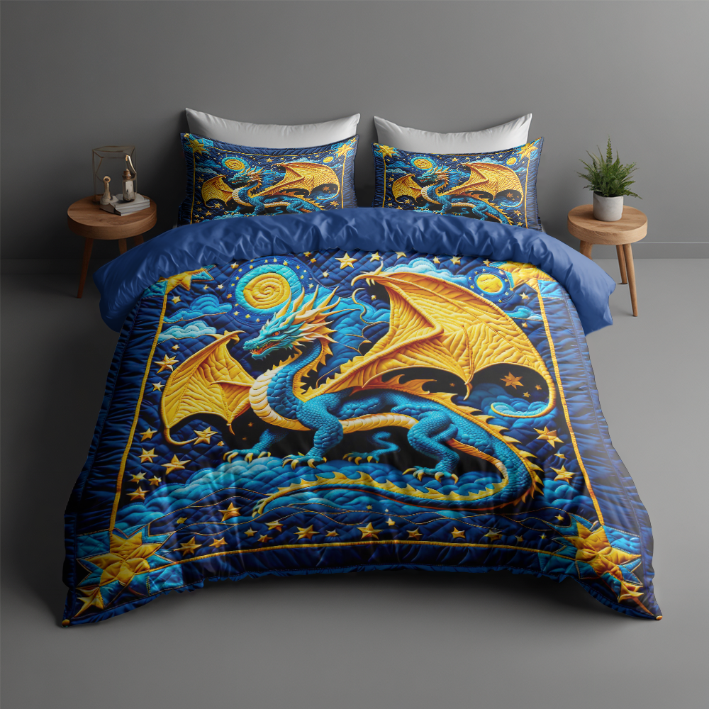 Personalized Fantasy Dragon Quilt Bed Set Blanket PopCulturePrints