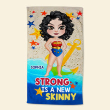 Load image into Gallery viewer, Personalized 'Strong Is The New Skinny' Beach Towel - Empowering Gifts for Best Friends Beach Towel PopCulturePrints
