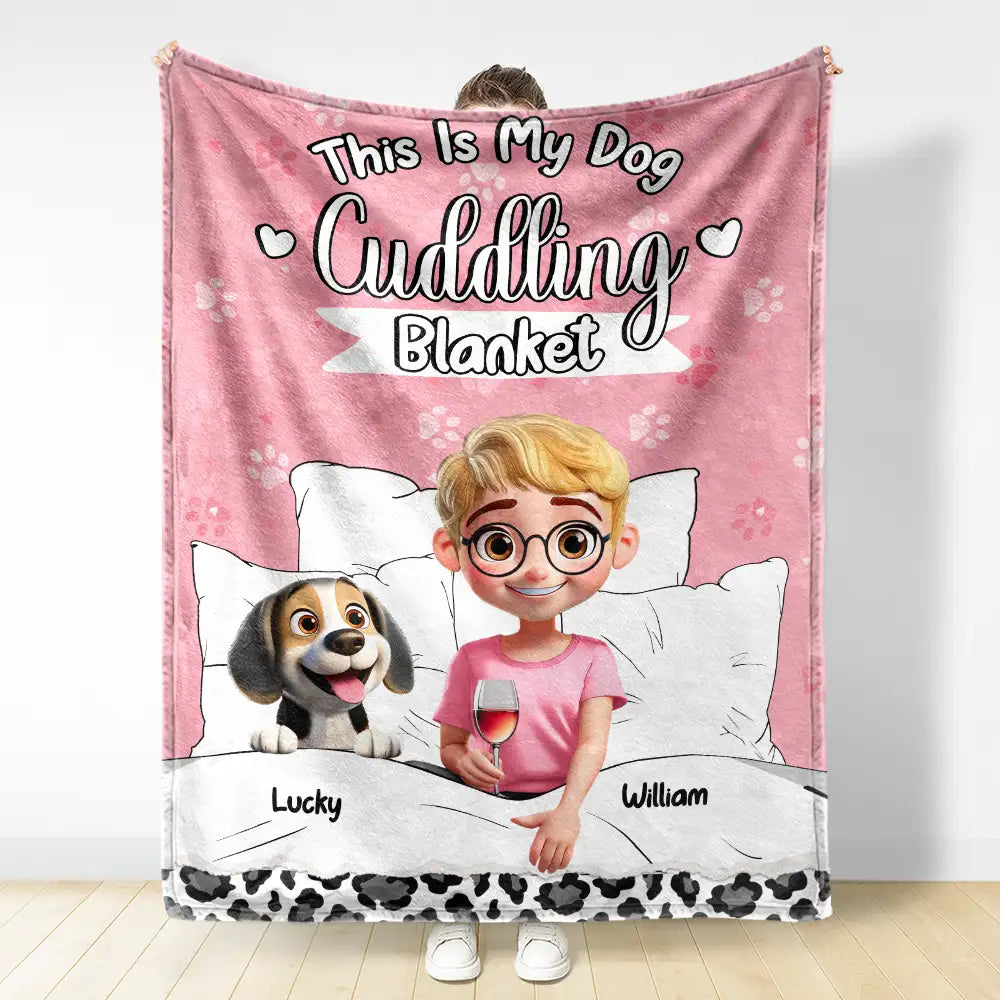 Snuggle Up with Love - Personalized Cuddling Blanket for Dog Lovers - Gift for Mom, Grandma, and Pet Owners Fleece Blanket PopCulturePrints