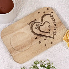 Load image into Gallery viewer, Cherished Memories - Personalized Serving Board with Cup Holder - Gift for Mom and Grandma Serving Board With Cup Holder PopCulturePrints
