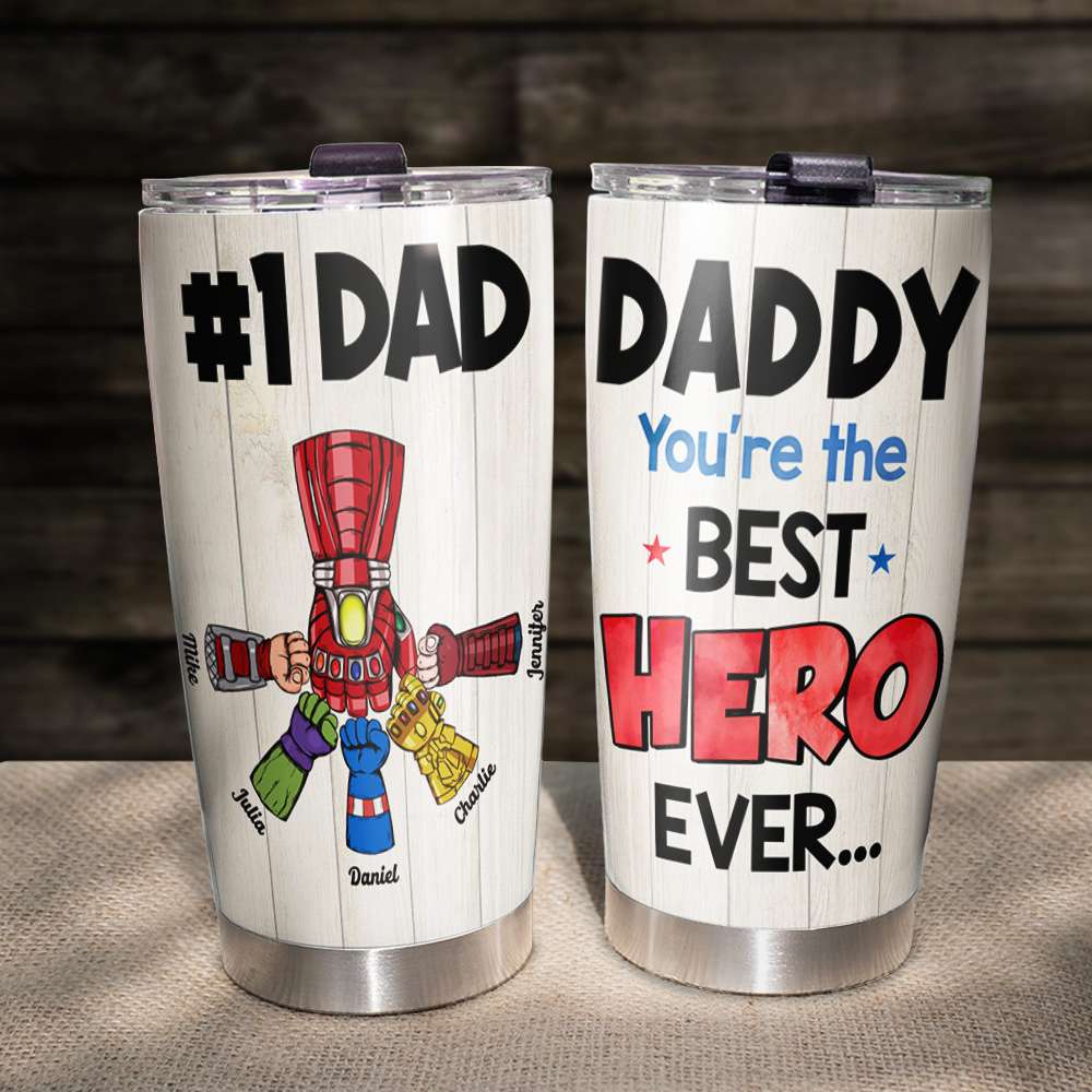 Custom Superhero Dad Tumbler - Personalized Gift for Fathers