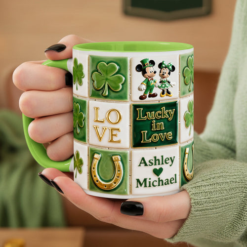 “Lucky in Love” - Personalized Couple Coffee Mug - Unique Gifts for Lovers on St. Patrick’s Day Coffee Mug PopCulturePrints