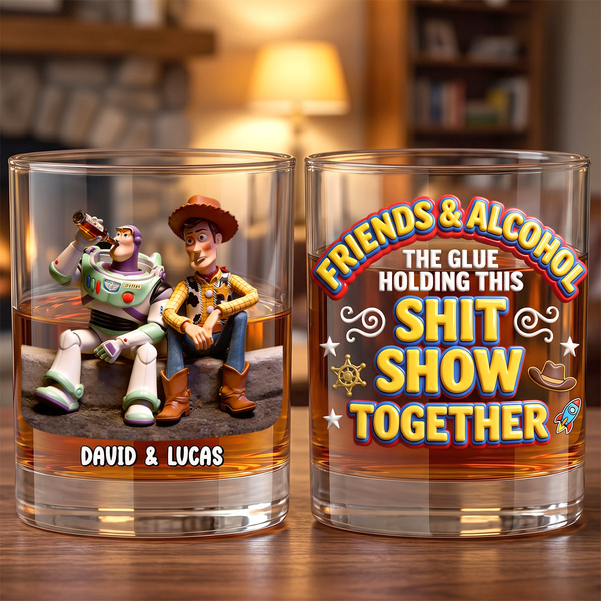 Cheers to Friendship - Personalized Round Glass for Best Friends