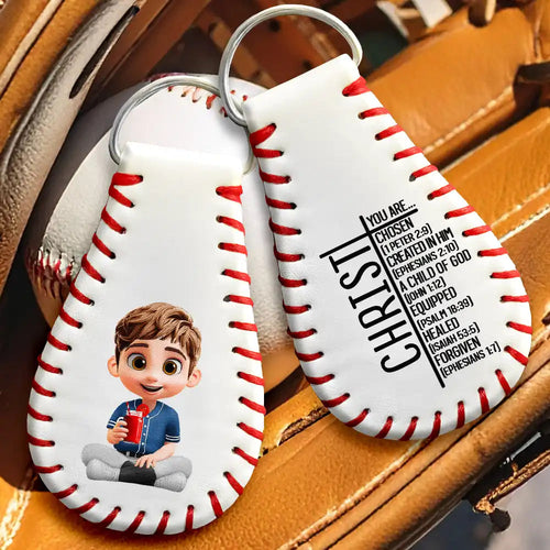 You Are Chosen - Personalized Leather Baseball Keychain Leather Baseball Keychain PopCulturePrints