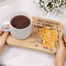 Load image into Gallery viewer, All I Need Is Coffee And My Dogs - Personalized Serving Board With Cup Holder Serving Board With Cup Holder PopCulturePrints
