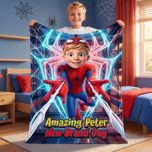 Load image into Gallery viewer, Amazing Spider Hero Blanket - Personalized Custom Photo Gifts for Kids
