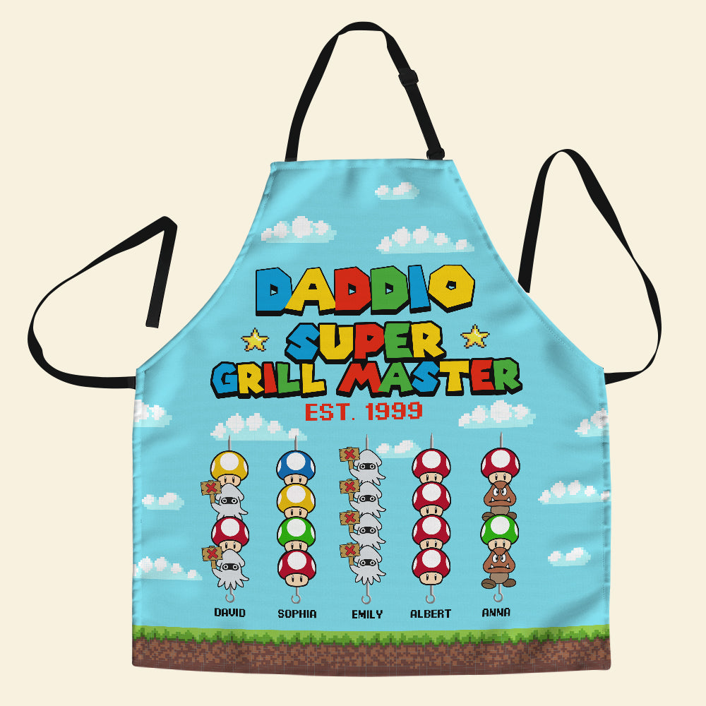 Personalized Super Dad Grill Master Apron - Custom Father's Day Gift Aprons PopCulturePrints