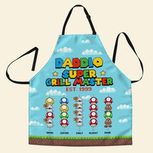 Load image into Gallery viewer, Personalized Super Dad Grill Master Apron - Custom Father&#39;s Day Gift Aprons PopCulturePrints
