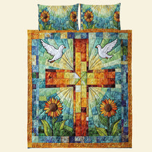 Load image into Gallery viewer, Sunflower Cross Quilt Bedding Set - Perfect Christmas Gift Blanket PopCulturePrints
