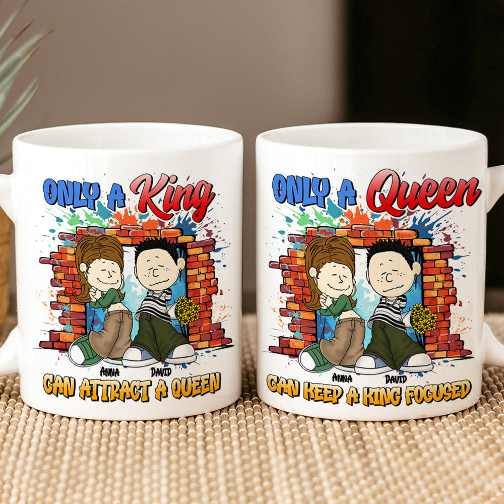 Personalized Couple Coffee Mug - King & Queen Design Coffee Mug PopCulturePrints